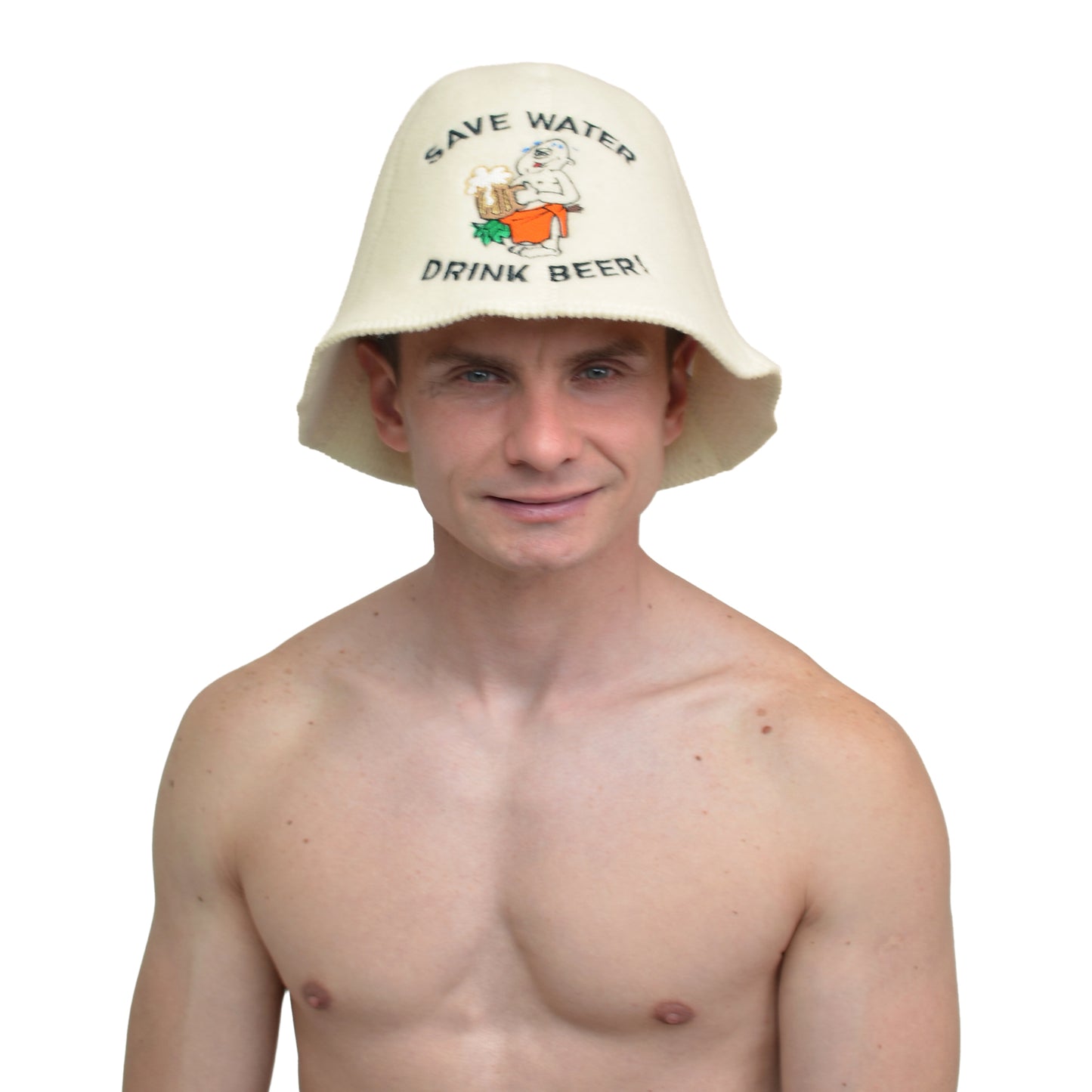 Sauna Hat ‘Save Water’ 100% Wool