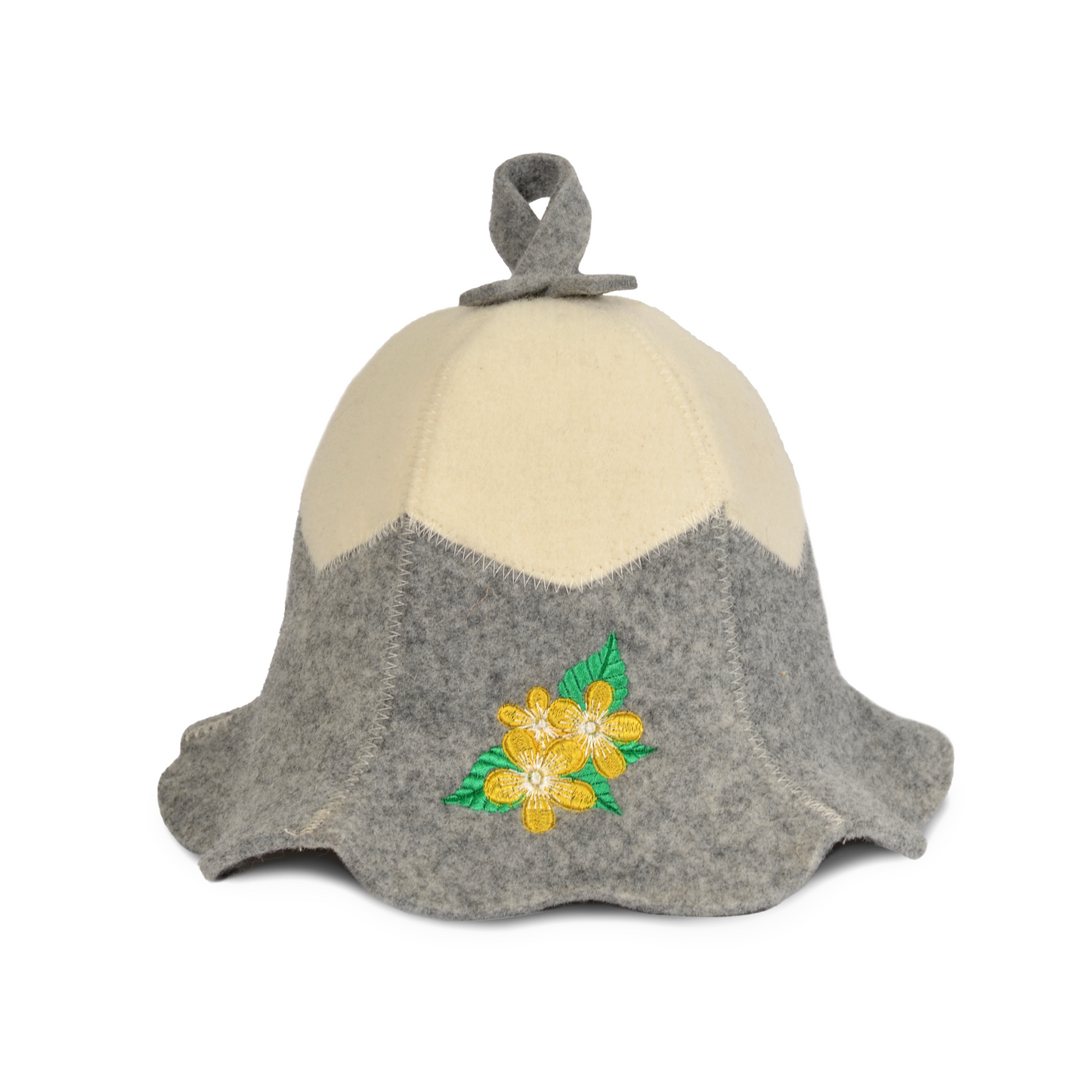 Saunahut 'Blumen' 100% Wolle