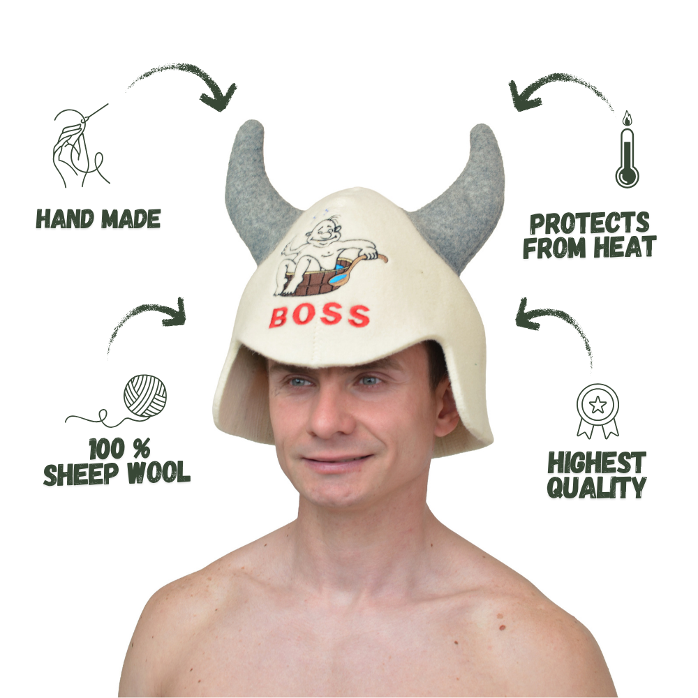 Sauna Hat ‘Boss’ 100% Wool