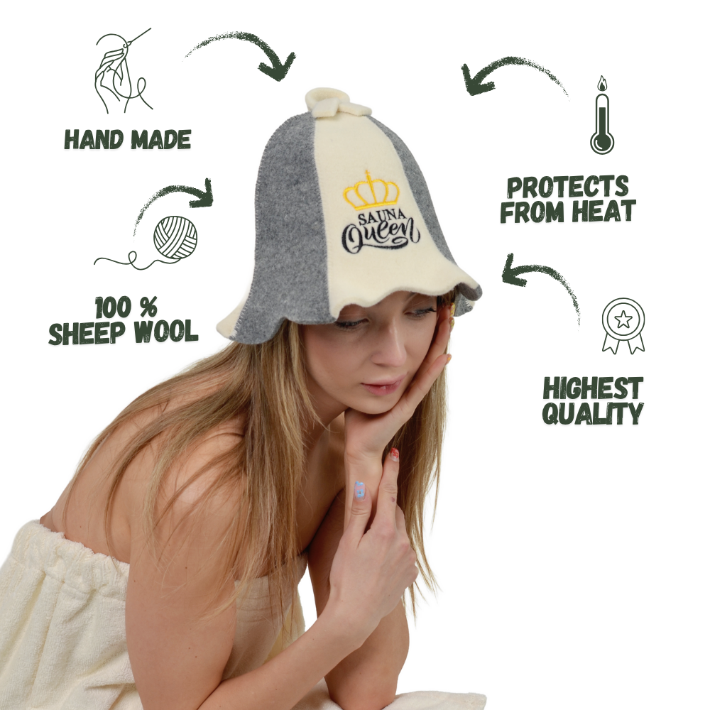 Sauna Hat ‘Sauna Queen’, 100% Wool
