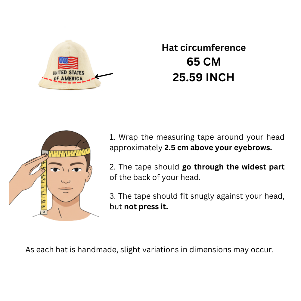 Sauna Hat ‘USA’, 100% Wool - Saunaguru.eu