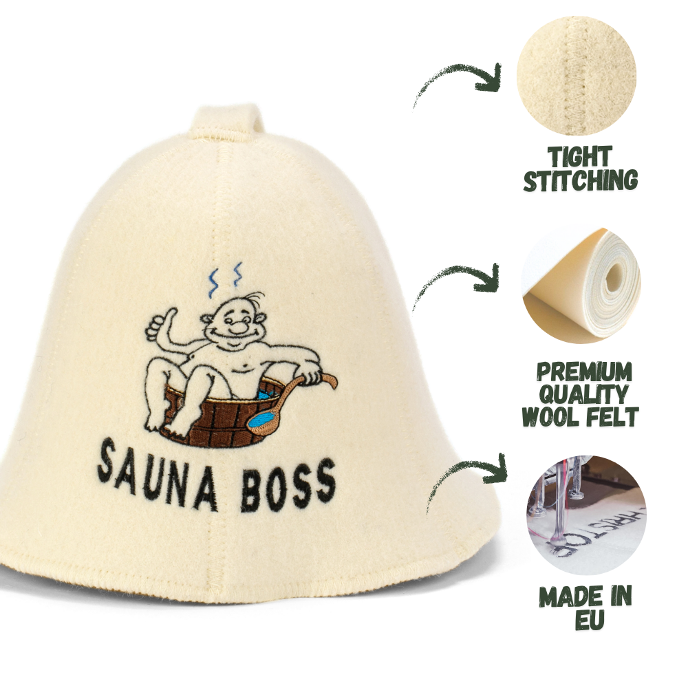 Saunahut „Sauna Boss“ 100% Wolle