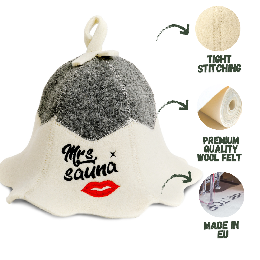 Sauna Hat ‘Mrs. Sauna’, 100% Wool