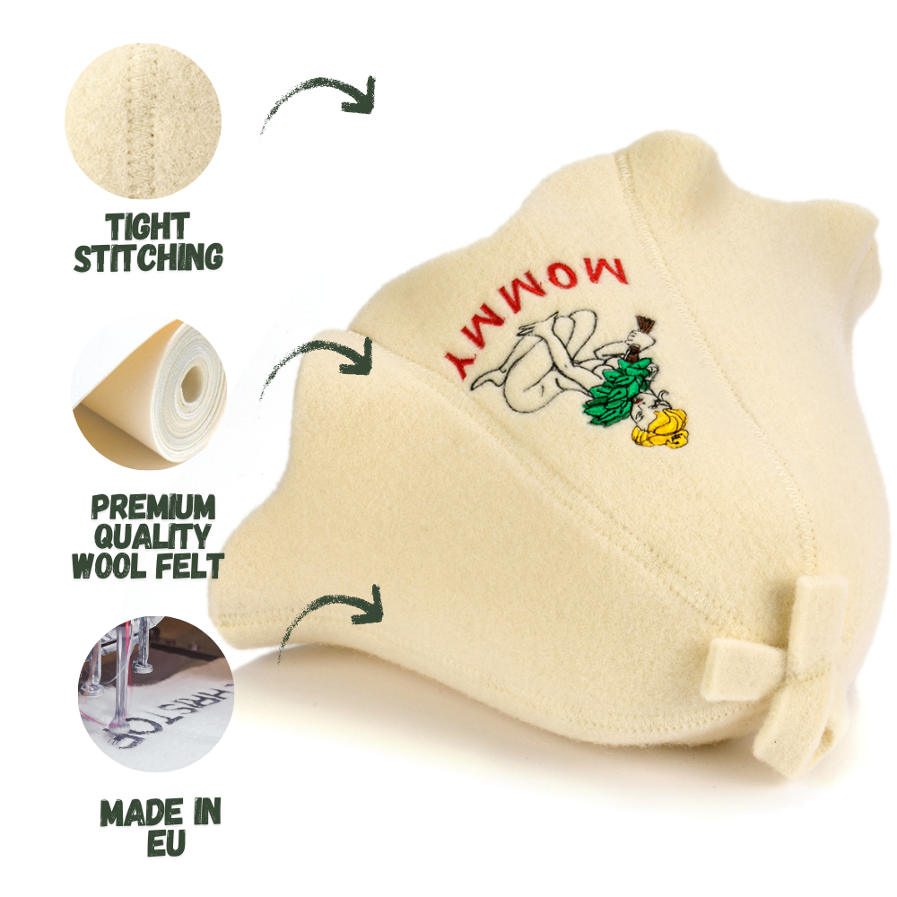 Sauna Hat ‘Sauna Mommy’ 100% Wool