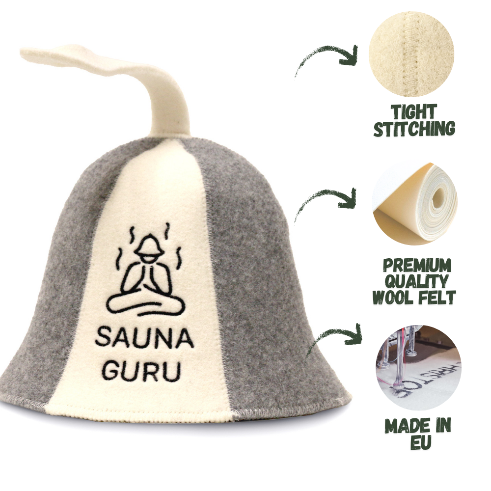 Sauna Hat ‘Sauna Guru’ 100% Wool