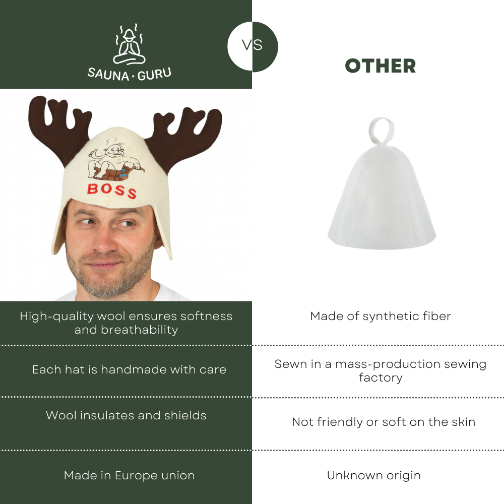 Sauna Hat ‘Moose’, 100% Wool - Saunaguru.eu