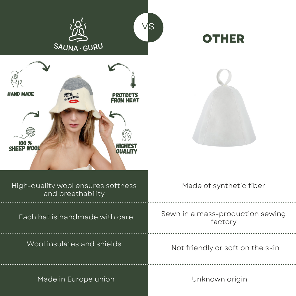 Sauna Hat ‘Mrs. Sauna’, 100% Wool