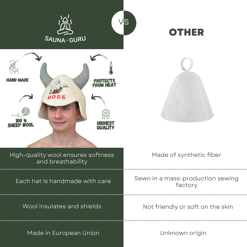 Sauna Hat ‘Boss’ 100% Wool