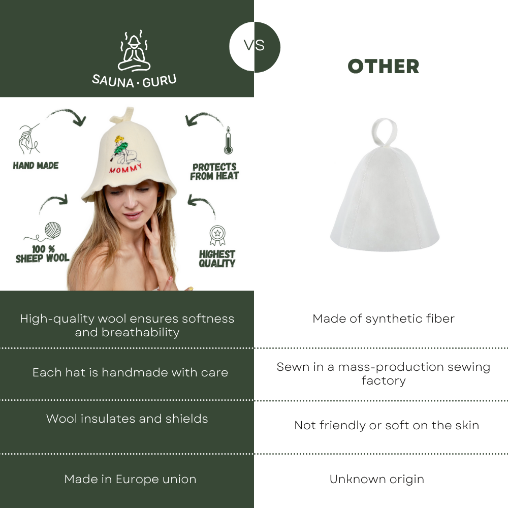 Sauna Hat ‘Sauna Mommy’ 100% Wool