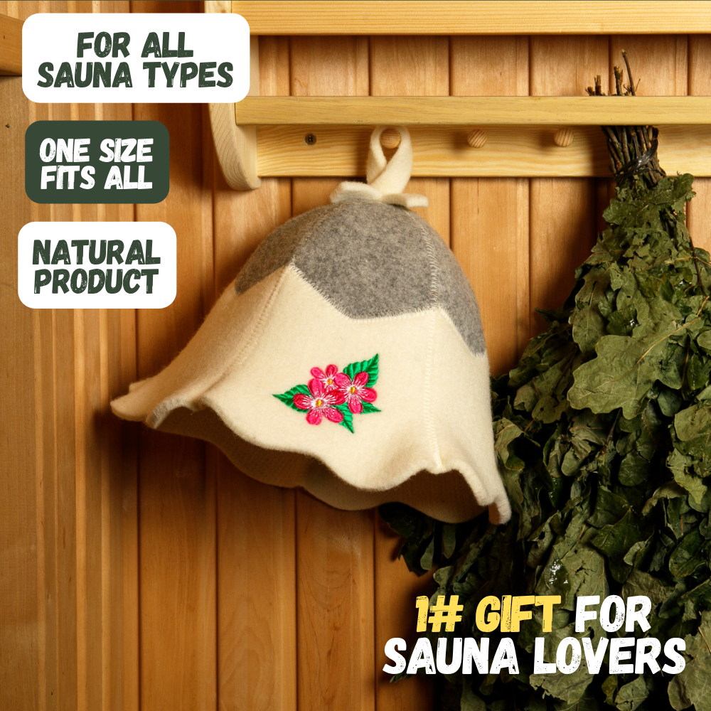 Sauna Hat ‘Flowers’ 100% Wool