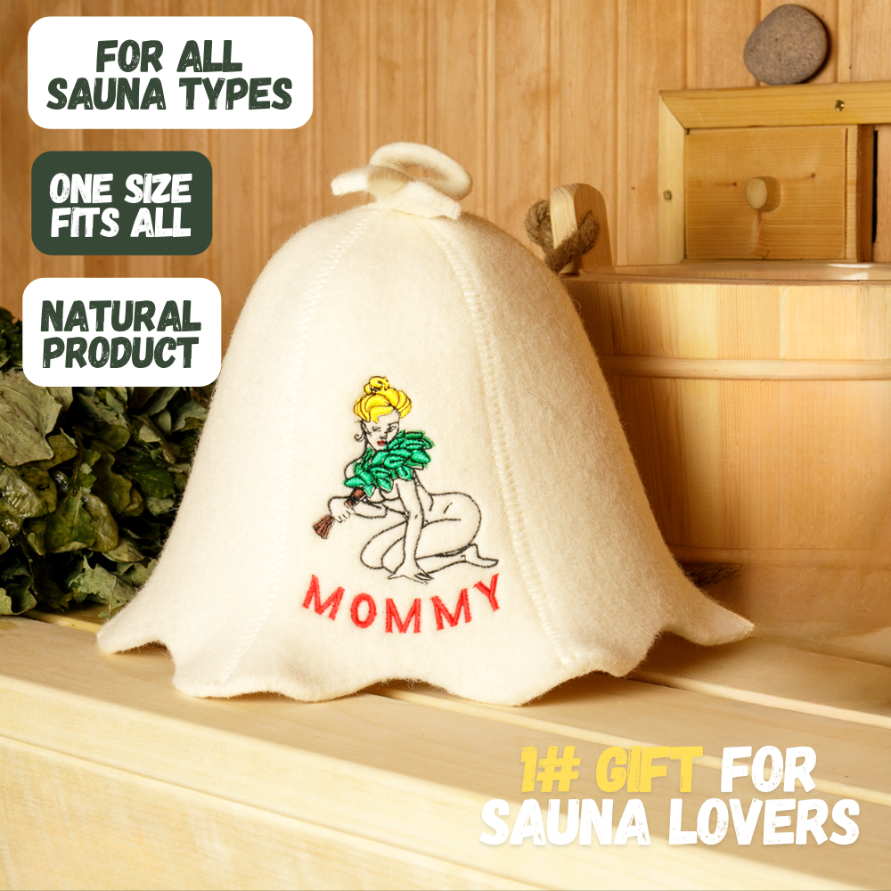 Sauna Hat ‘Sauna Mommy’ 100% Wool