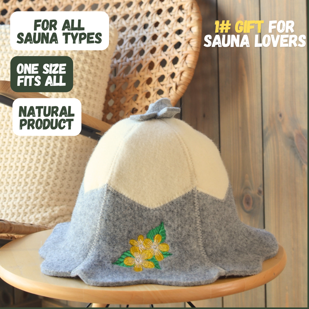 Sauna Hat ‘Flowers’ 100% Wool