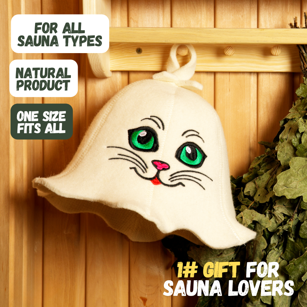 Sauna Hat ‘Sauna Kitten’ 100% Wool