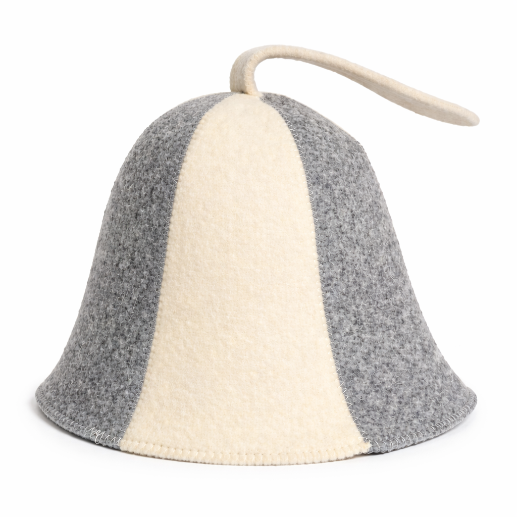 Sauna Hat White/Grey 100% Wool