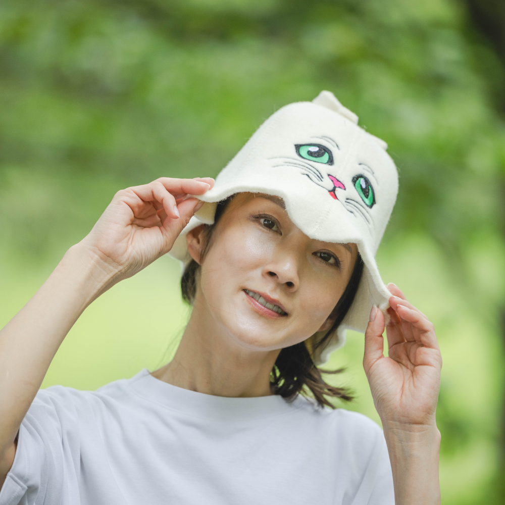 Sauna Hat ‘Sauna Kitten’ 100% Wool