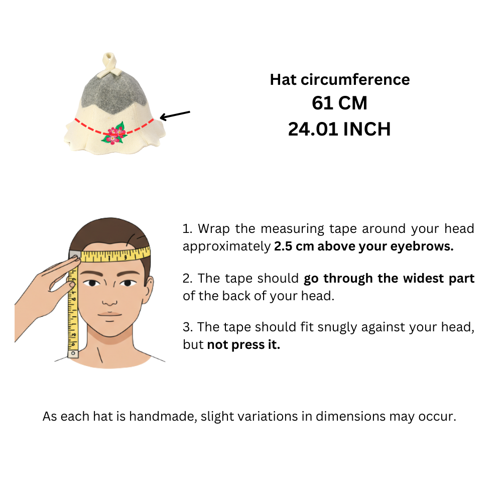 Sauna Hat ‘Flowers’ 100% Wool - Saunaguru.eu