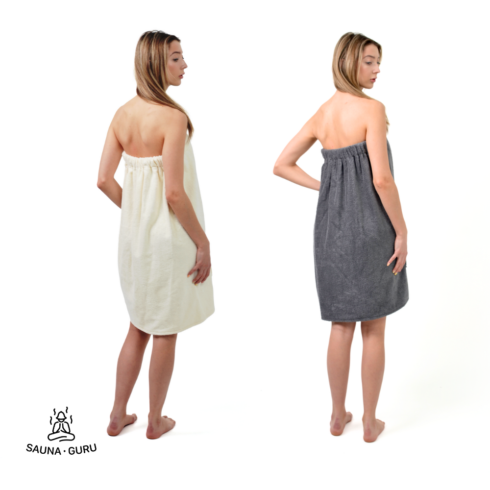 Sauna-Wickeltuch für Damen mit Tasche – 100 % Baumwolle, verstellbare Passform
