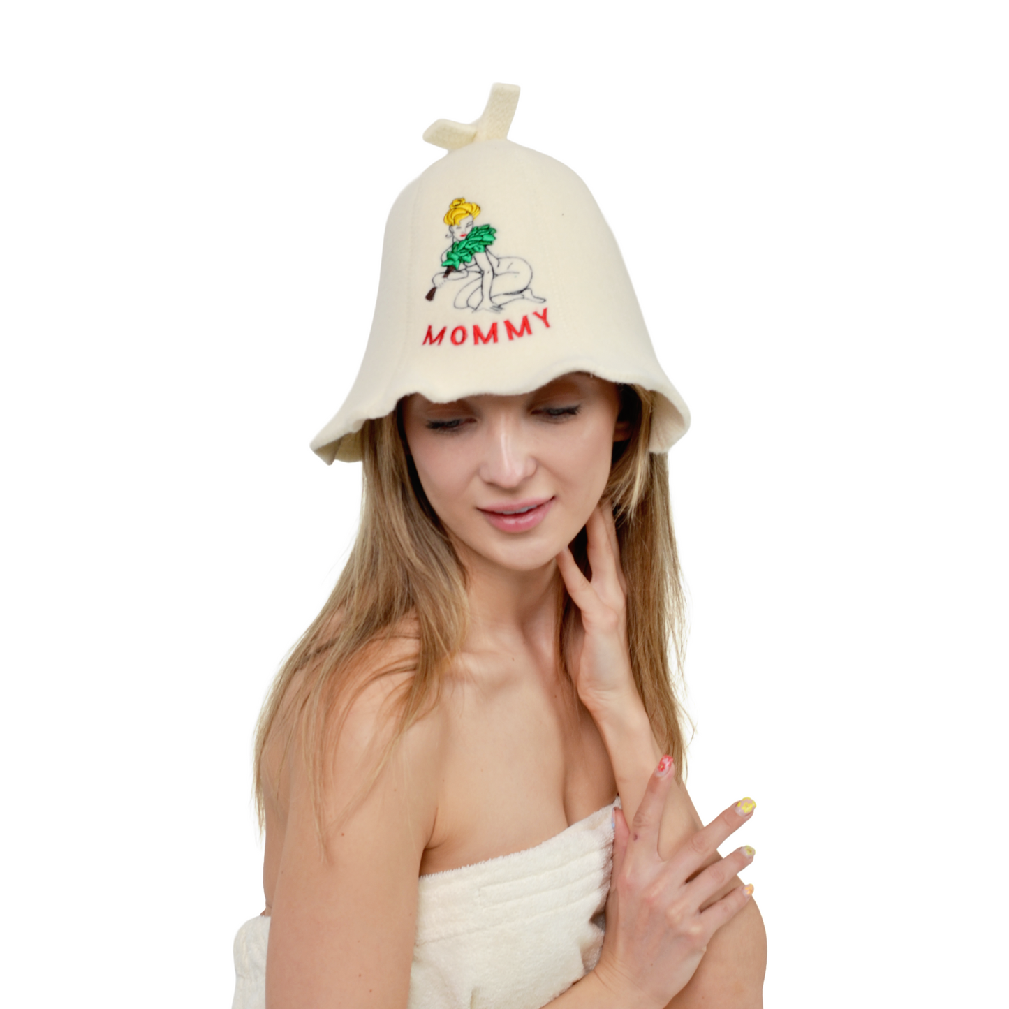 Saunahut 'Sauna Mommy' 100% Wolle