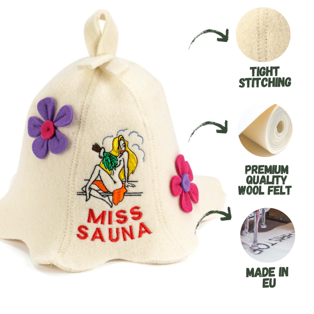 Saunahut 'Miss Sauna' 100% Wolle