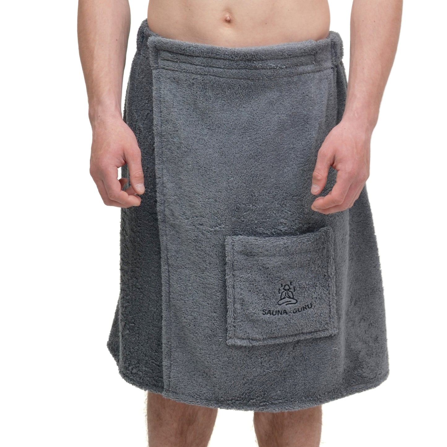 Sauna-Wickeltuch für Herren mit Tasche – 100 % Baumwolle, verstellbare Passform