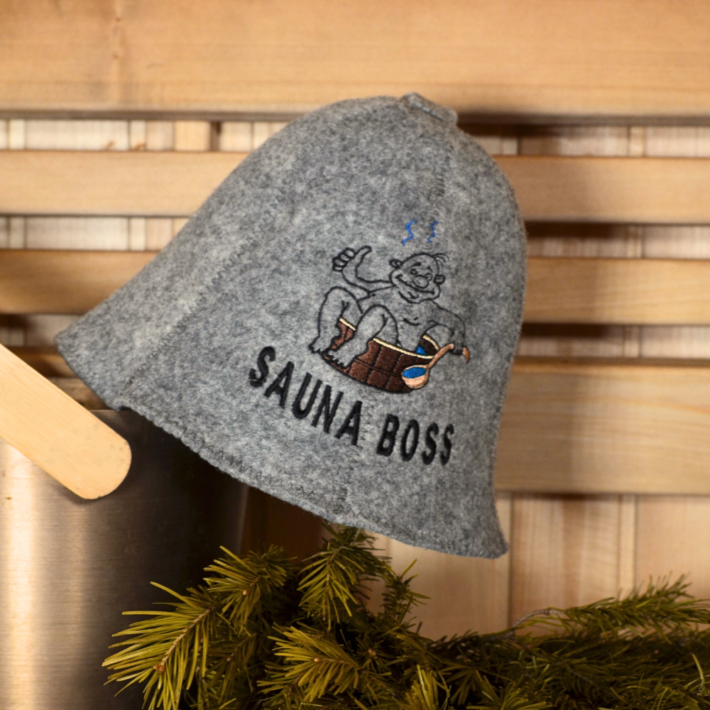 Sauna Hat “Miss Sauna” & “Sauna Boss”100% Wool, Set of 2 - Saunaguru.eu