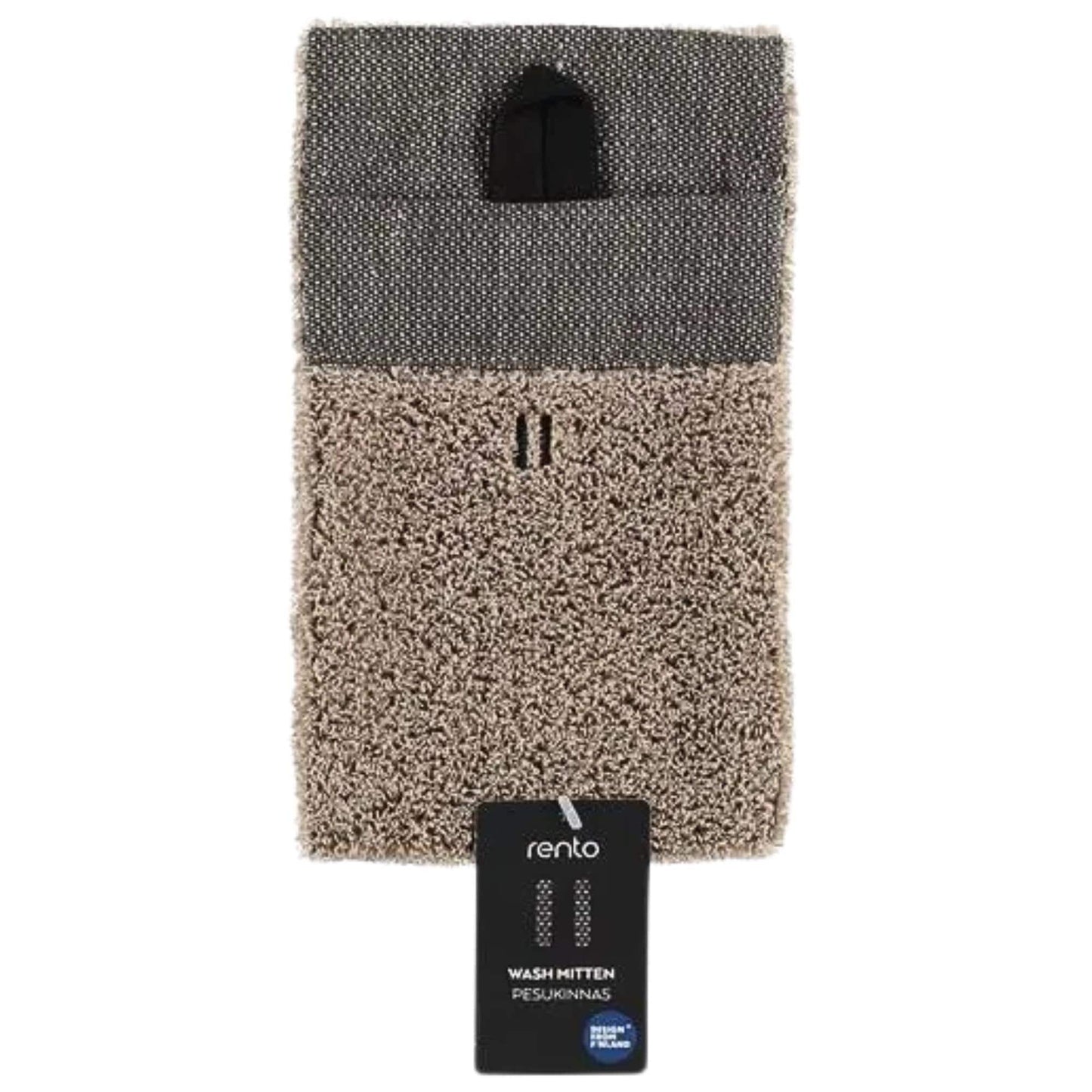 Rento Linen Terry Waschhandschuh 14x24 cm schwarz/Leinen