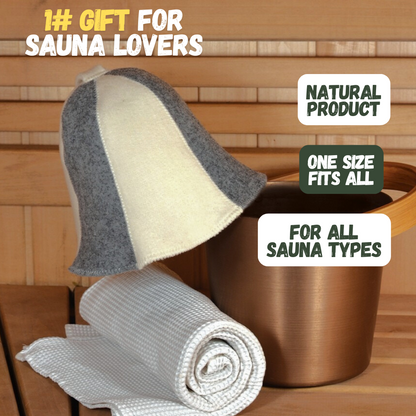 Sauna Hat White/Grey 100% Wool - Saunaguru.eu