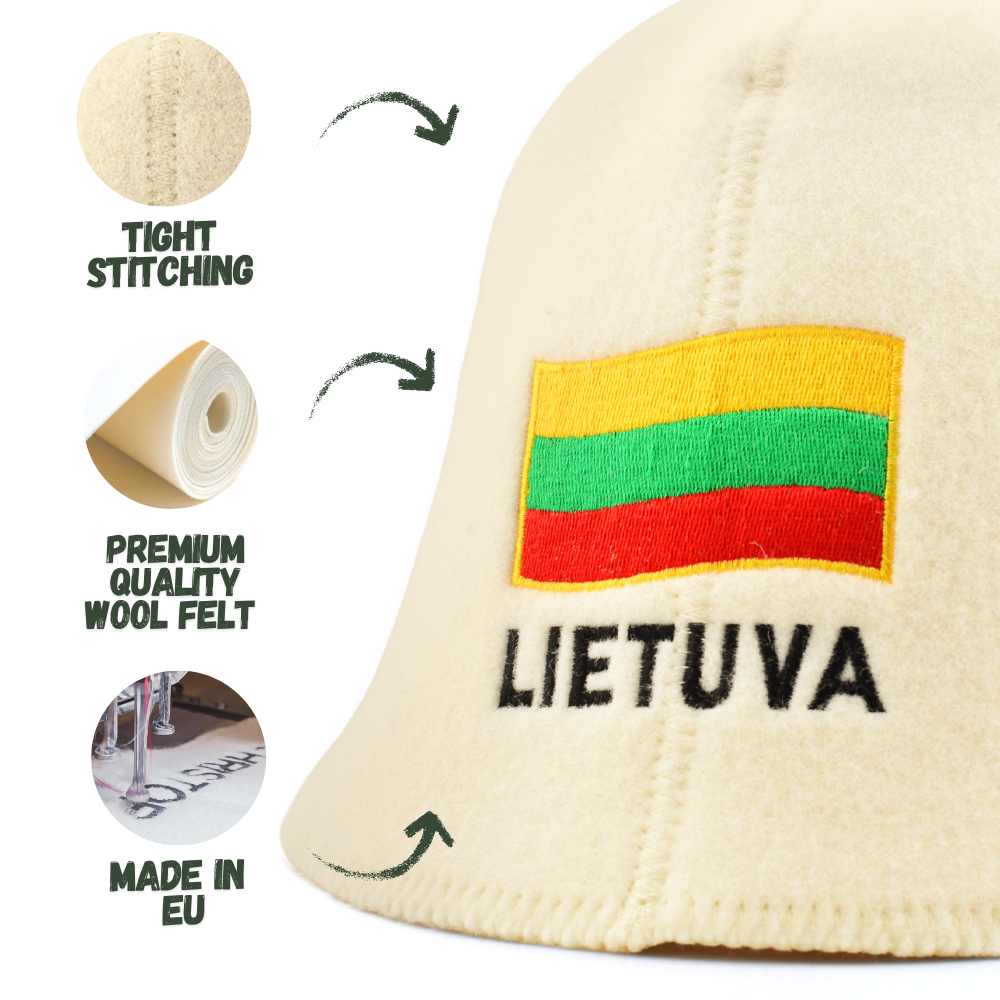 Sauna Hat ‘Lietuva’, 100% Wool