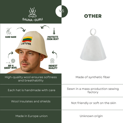 Sauna Hat ‘Lietuva’, 100% Wool