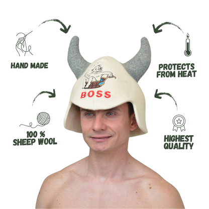 Sauna Hat ‘Boss’ 100% Wool