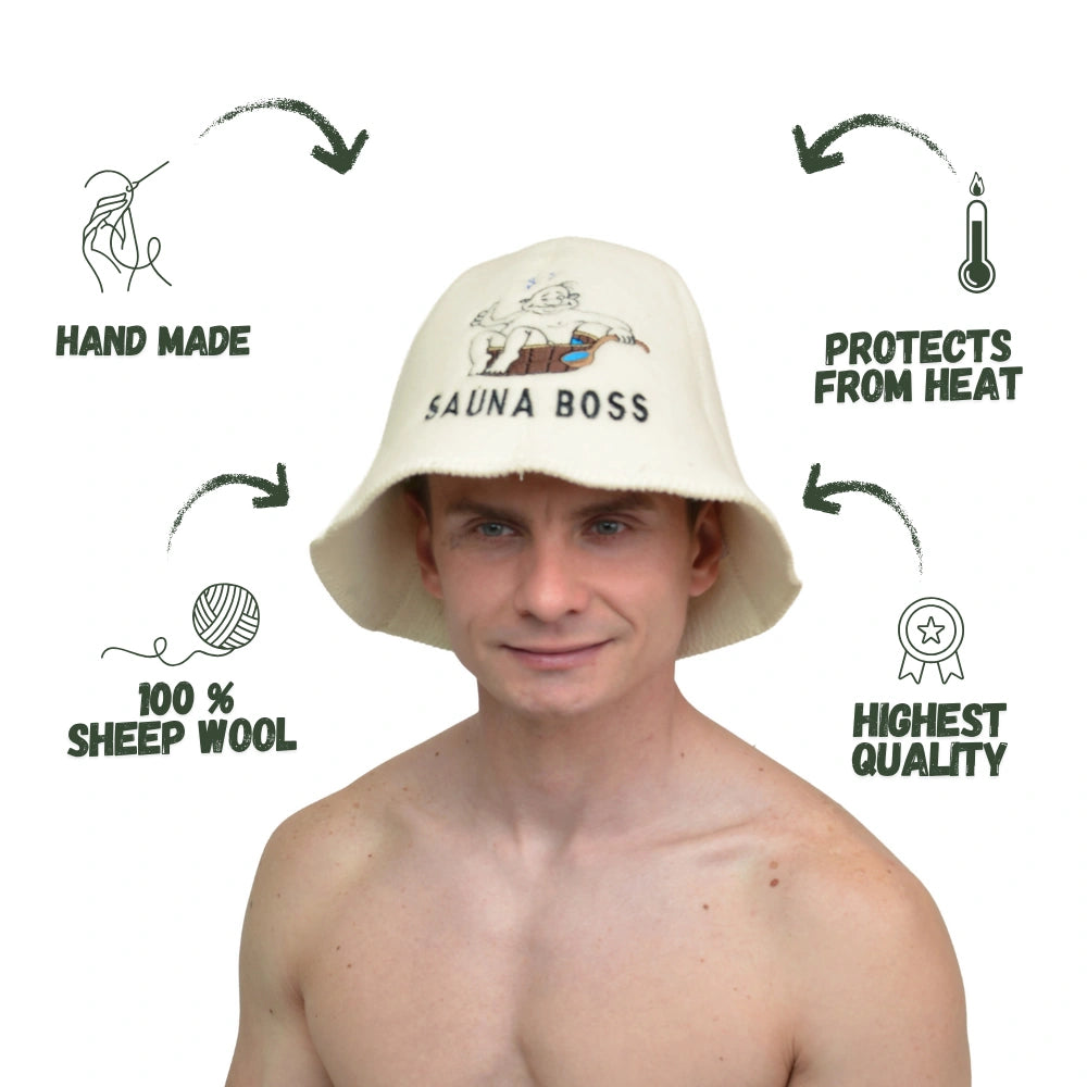 Saunahut „Sauna Boss“ 100% Wolle