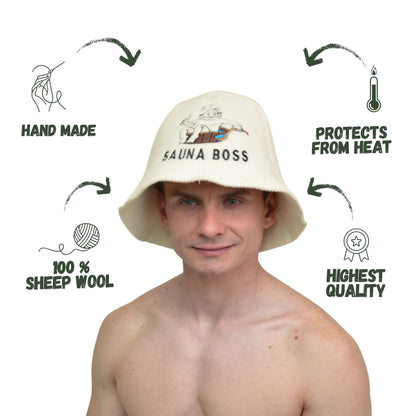 Saunahut „Sauna Boss“ 100% Wolle