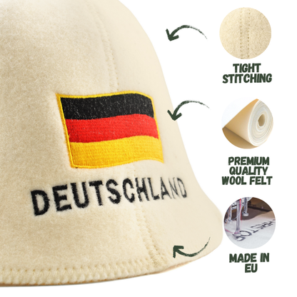 Sauna Hat ‘Deutschland’, 100% Wool
