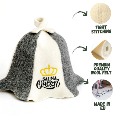 Sauna Hat ‘Sauna Queen’, 100% Wool