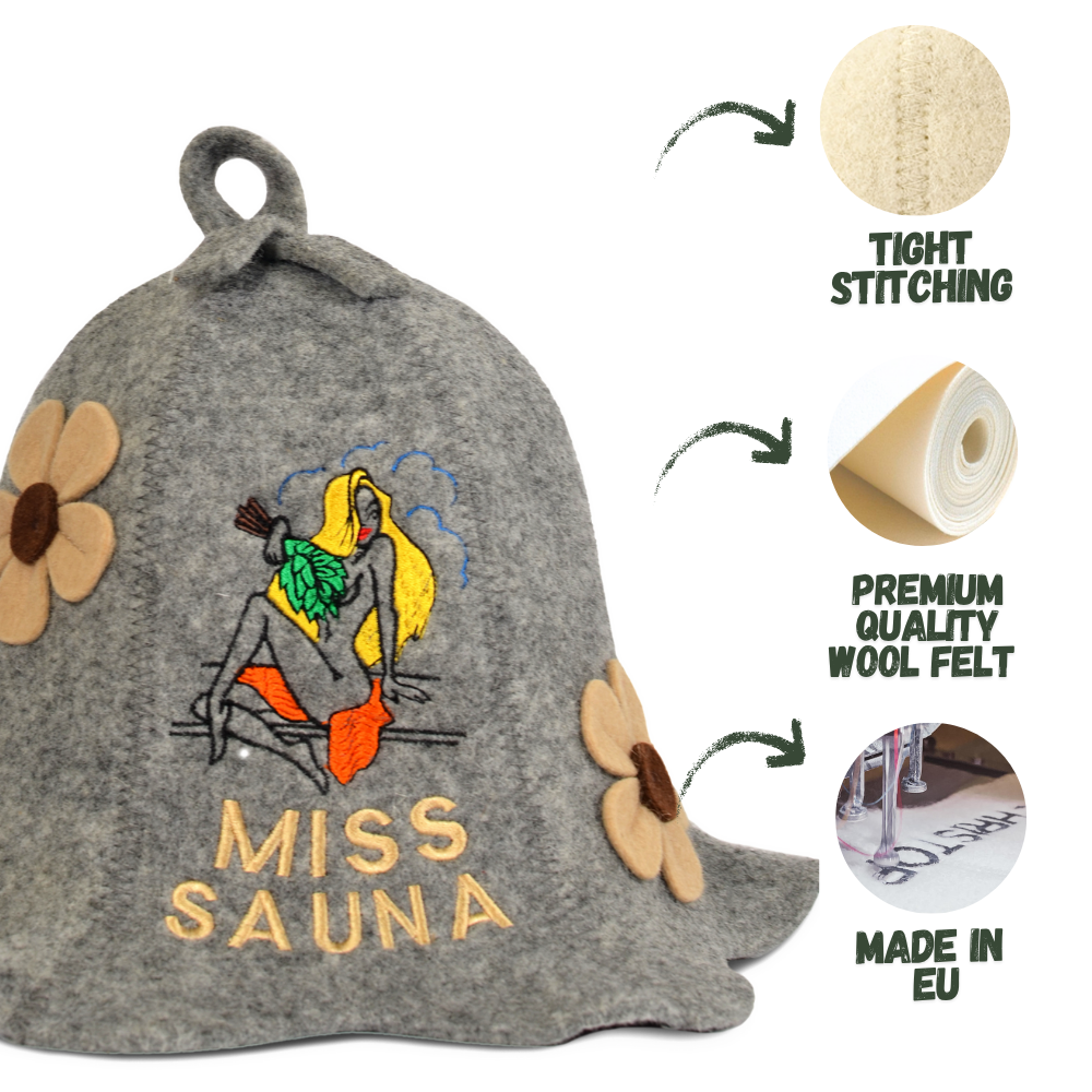 Saunahut 'Miss Sauna' 100% Wolle