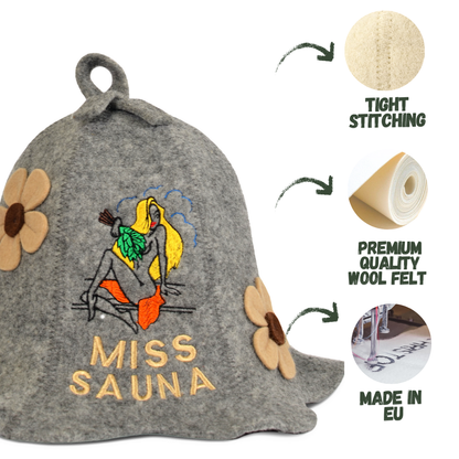 Saunahut 'Miss Sauna' 100% Wolle