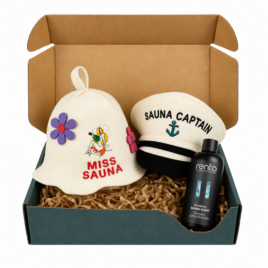 Saunahüte „Saunakönig und -königin“, 100 % Wolle, 2er-Set
