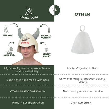 Sauna Hat ‘Boss’ 100% Wool