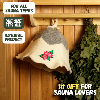 Sauna Hat ‘Flowers’ 100% Wool
