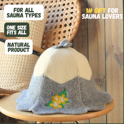 Sauna Hat ‘Flowers’ 100% Wool