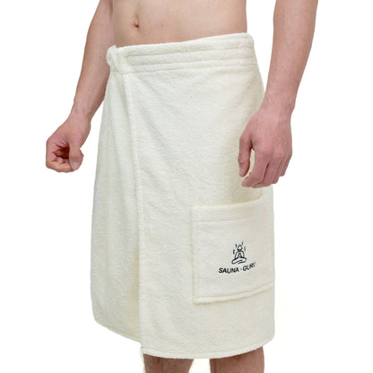 Men’s Sauna Wrap Towel with Pocket – 100% Cotton