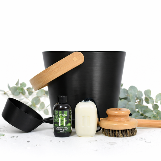 "Rento" Luxus-Sauna-Geschenkset – Braun/Schwarz