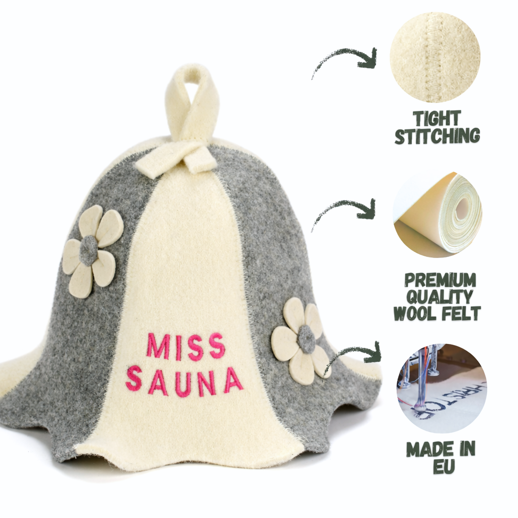 Sauna Hat ‘Miss Sauna’ 100% Wool