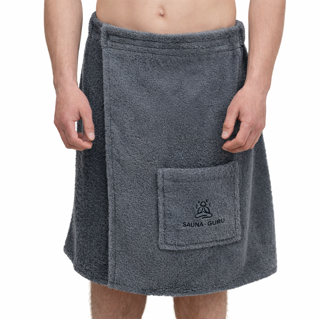 Men’s Sauna Wrap Towel with Pocket – 100% Cotton