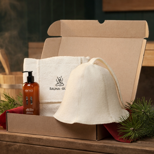 Basic sauna gift set wrapped like a present