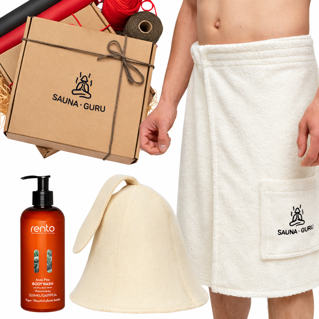 Basic sauna gift set wrapped like a present