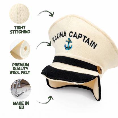 Sauna Hat ‘Sauna Captain’ 100% Wool