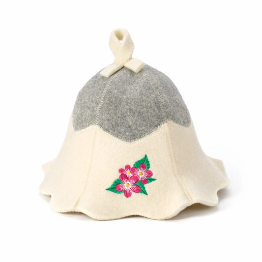 Sauna Hat ‘Flowers’ 100% Wool