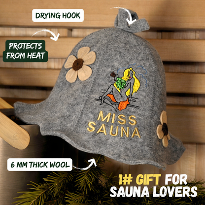 Sauna Hat ‘Miss Sauna’ 100% Wool