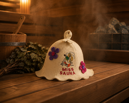 Sauna Hat ‘Miss Sauna’ 100% Wool